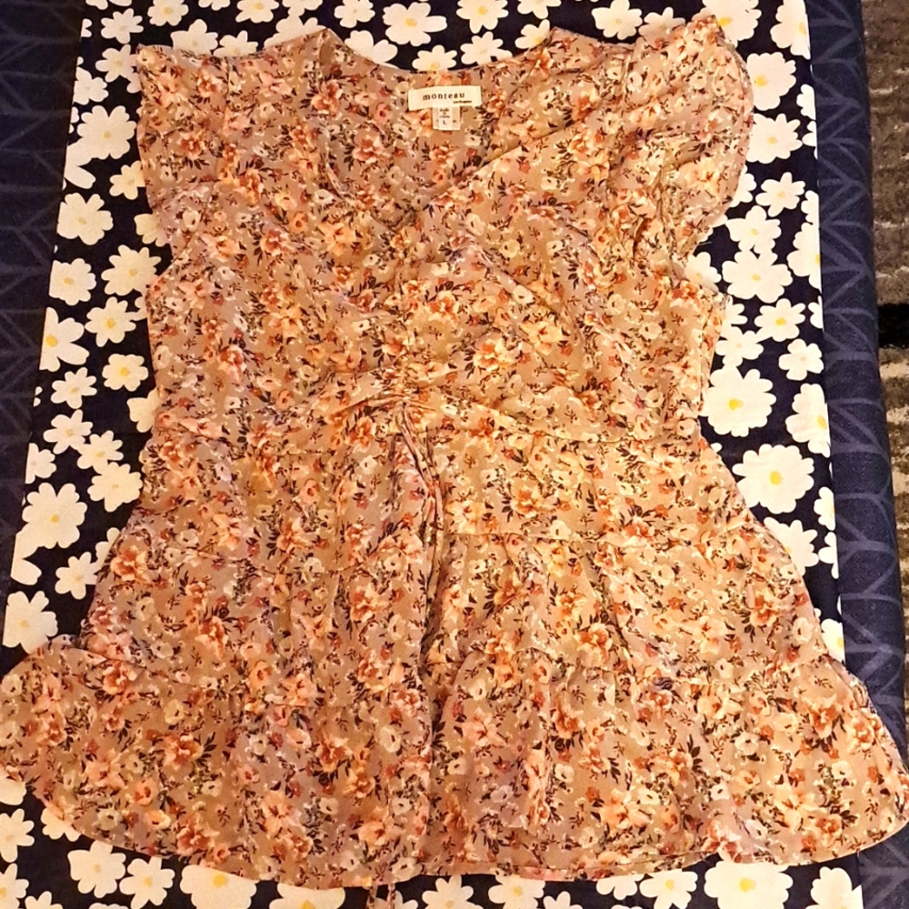 Monteau Floral S/S Blouse sz L